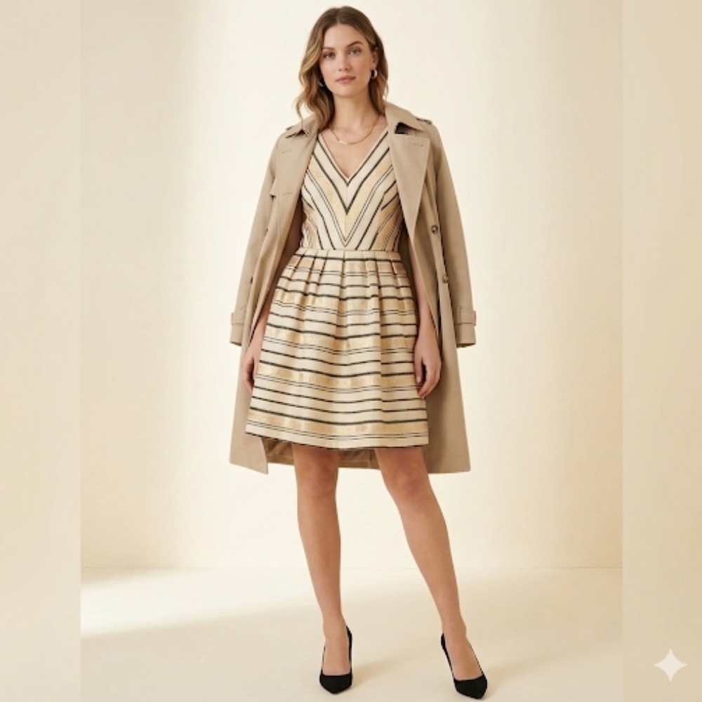 J.CREW - Fit & Flare Schuyler Metallic Striped Dress